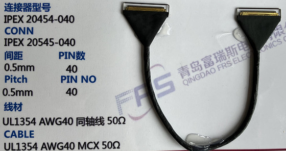 câbles équipés électriques de la borne 0.5mm du connecteur 40 de 330mm Awg40 LVDS