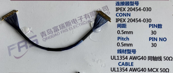40awg câbles équipés micro du connecteur 250mm de Pin LVDS du coaxial 30
