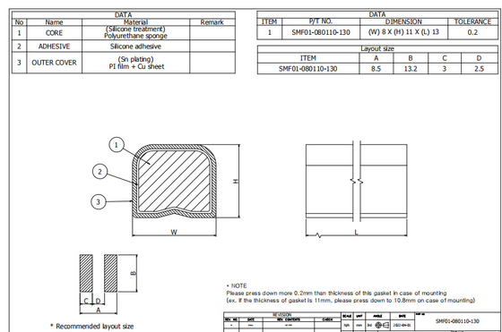 Au Emi Connector Gaskets, 11mm Emi Finger Gasket de capteur de contact