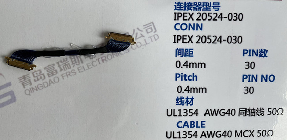 30 veste de borne 50 Pin Electrical Harness Assembly 0.4mm LVDS 40 Pin Cable Ultra Thin Black