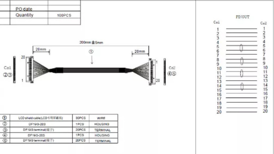 câble coaxial de liaison de micro de 50-15000mm, câble 32awg coaxial de liaison mince pour l'écran 15,6 d'affichage à cristaux liquides