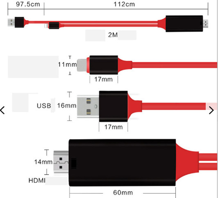 8 câble d'audio du câble équipé de la borne 2m HDMI 1080p à Hdmi pour l'iPhone 13 13Plus