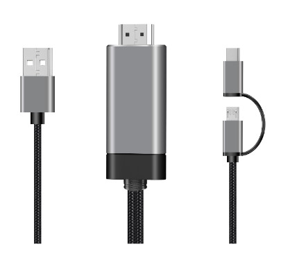2 dans 1 1080p Hdmi micro câblez Hdmi en aluminium à la corde d'Usb C