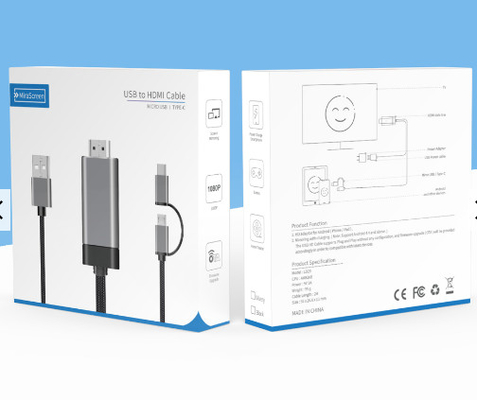 2 dans 1 1080p Hdmi micro câblez Hdmi en aluminium à la corde d'Usb C