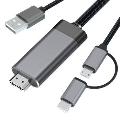 2 dans 1 1080p Hdmi micro câblez Hdmi en aluminium à la corde d'Usb C